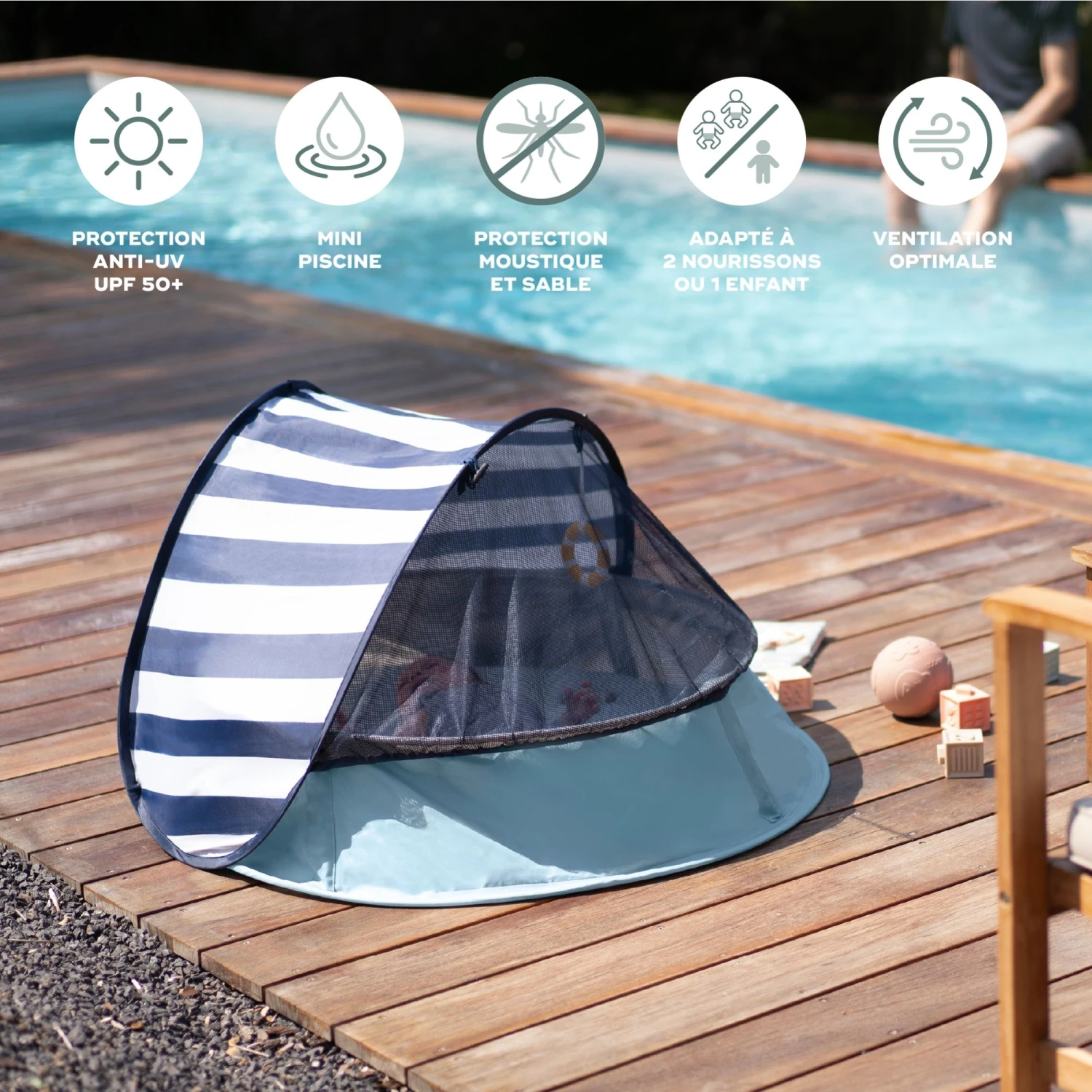 BabyMoov Tente De Jeux Anti-UV 3-en-1 Aquani Marinière 7 BabyMoov Tente De Jeux Anti-UV 3-en-1 Aquani Marinière – Image 5