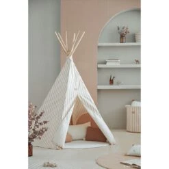 Tipi Enfant Arizona Taupe Stripes Natural -Magasin Général Pour Enfants arizona tipi 158x128 nobodinoz 303562 OE