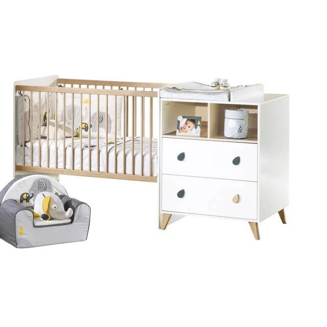 Chambre Duo Lit évolutif Bébé Combiné 60x120 Cm En 90x190 Cm + Armoire Oslo Goutte 4 Chambre Duo Lit évolutif Bébé Combiné 60x120 Cm En 90x190 Cm + Armoire Oslo Goutte – Image 2