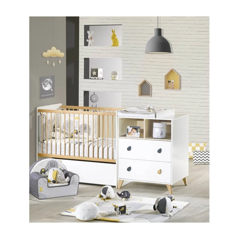 Chambre Duo Lit évolutif Bébé Combiné 60x120 Cm En 90x190 Cm + Armoire Oslo Goutte 5 Chambre Duo Lit évolutif Bébé Combiné 60x120 Cm En 90x190 Cm + Armoire Oslo Goutte – Image 3