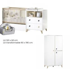 Chambre Duo Lit évolutif Bébé Combiné 60x120 Cm En 90x190 Cm + Armoire Oslo Goutte 18 Chambre Duo Lit évolutif Bébé Combiné 60x120 Cm En 90x190 Cm + Armoire Oslo Goutte -Magasin Général Pour Enfants chambre lit combine armoire oslo goutte sauthon meubles OH