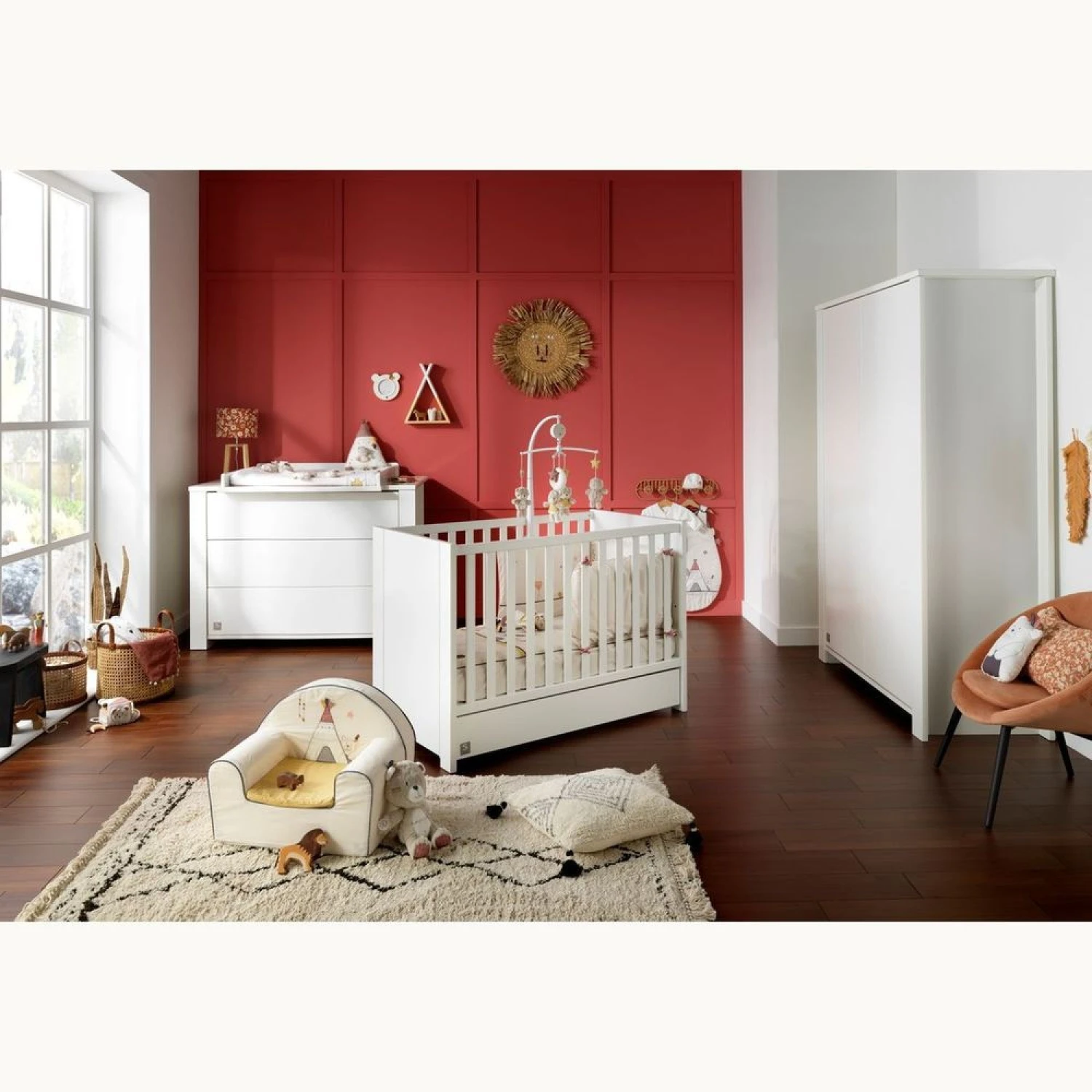 Chambre Trio Lit 60x120 Cm + Armoire + Commode Loft Blanc 3 Chambre Trio Lit 60x120 Cm + Armoire + Commode Loft Blanc