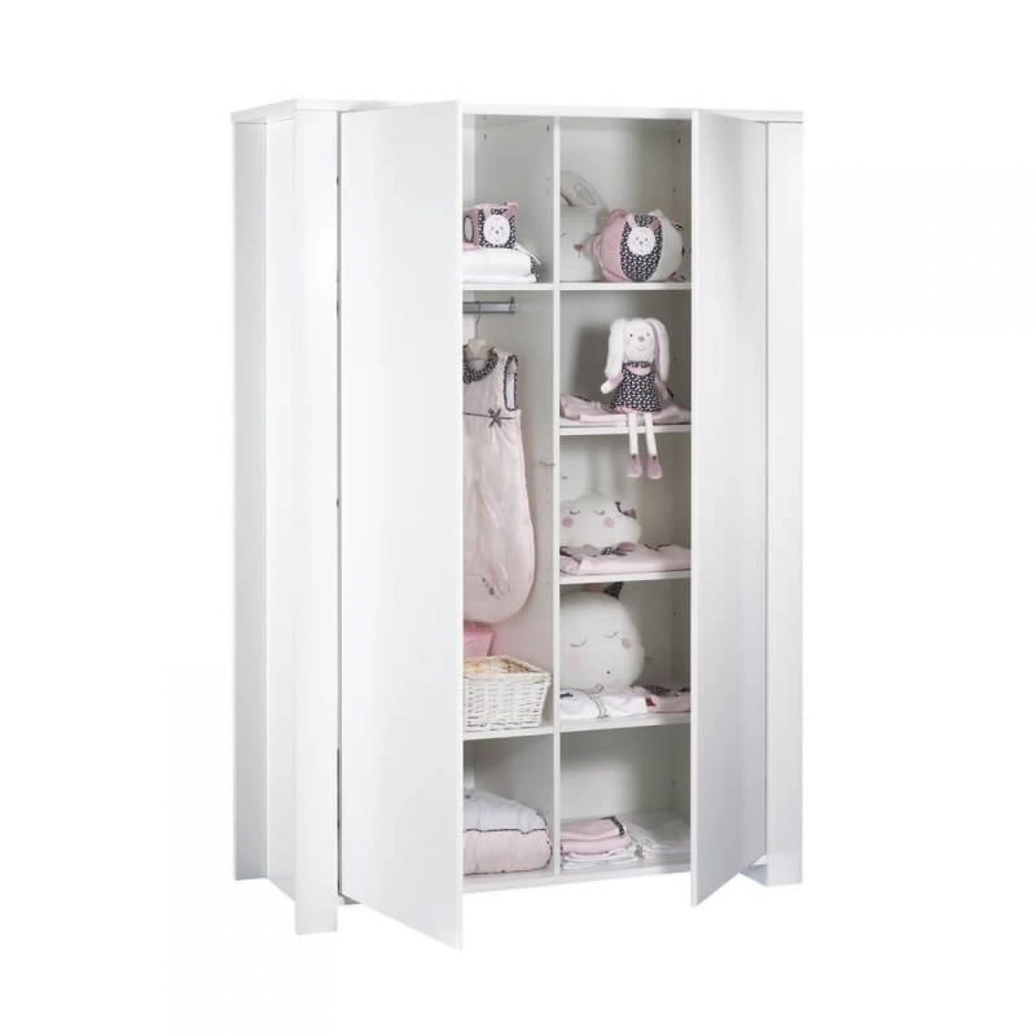 Chambre Trio Lit 60x120 Cm + Armoire + Commode Loft Blanc 8 Chambre Trio Lit 60x120 Cm + Armoire + Commode Loft Blanc – Image 6
