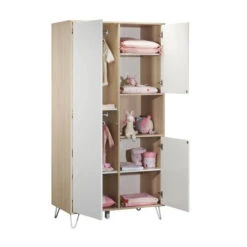 Chambre Trio Lit évolutif Bébé Little Big Bed 70x140 Cm + Armoire + Commode Happy -Magasin Général Pour Enfants chambre trio lit little big bed 140 x 70 commode armoire happy sauthon meubles OI