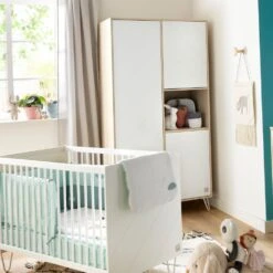 Chambre Trio Lit évolutif Bébé Little Big Bed 70x140 Cm + Armoire + Commode Happy -Magasin Général Pour Enfants chambre trio lit little big bed 140 x 70 commode armoire happy sauthon meubles OL
