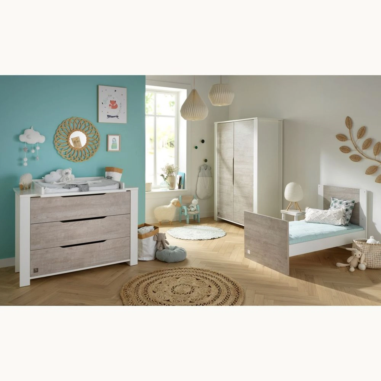 Chambre Trio Lit évolutif Bébé Little Big Bed 70x140 Cm + Armoire + Commode Loft Bois 3 Chambre Trio Lit évolutif Bébé Little Big Bed 70x140 Cm + Armoire + Commode Loft Bois