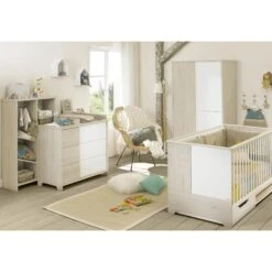 Chambre Trio Lit 70x140 Cm + Armoire + Commode Sacha Pin Blanchi 14 Chambre Trio Lit 70x140 Cm + Armoire + Commode Sacha Pin Blanchi -Magasin Général Pour Enfants chambre trio sacha pin blanchi lit 70x140 commode armoire galipette OF