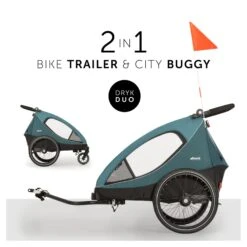 HAUCK Remorque De Vélo Dryk Duo Petrol -Magasin Général Pour Enfants dryk duo petrol hauck OC