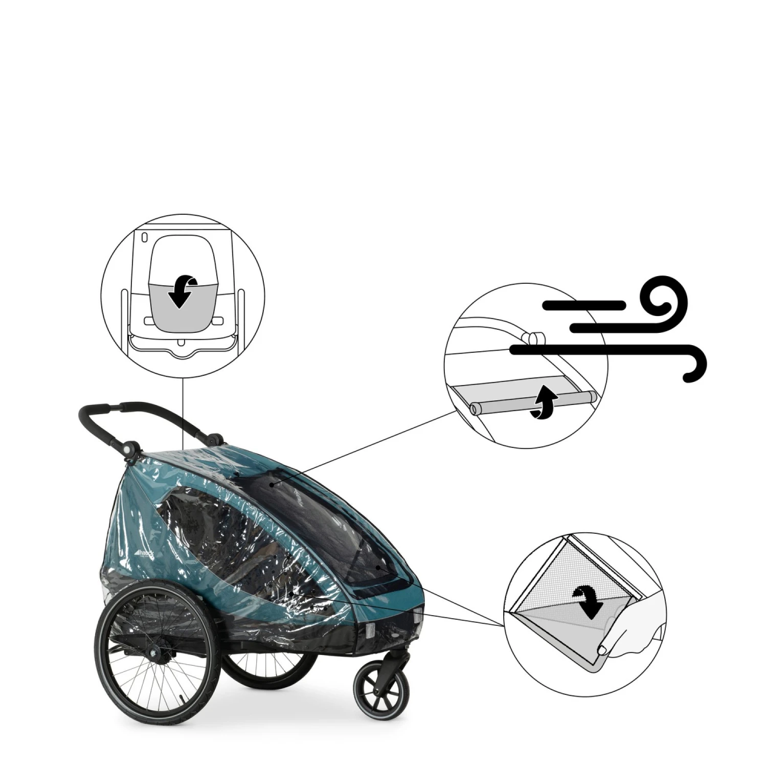 HAUCK Habillage Pluie Remorque De Vélo Dryk Duo 7 HAUCK Habillage Pluie Remorque De Vélo Dryk Duo – Image 5