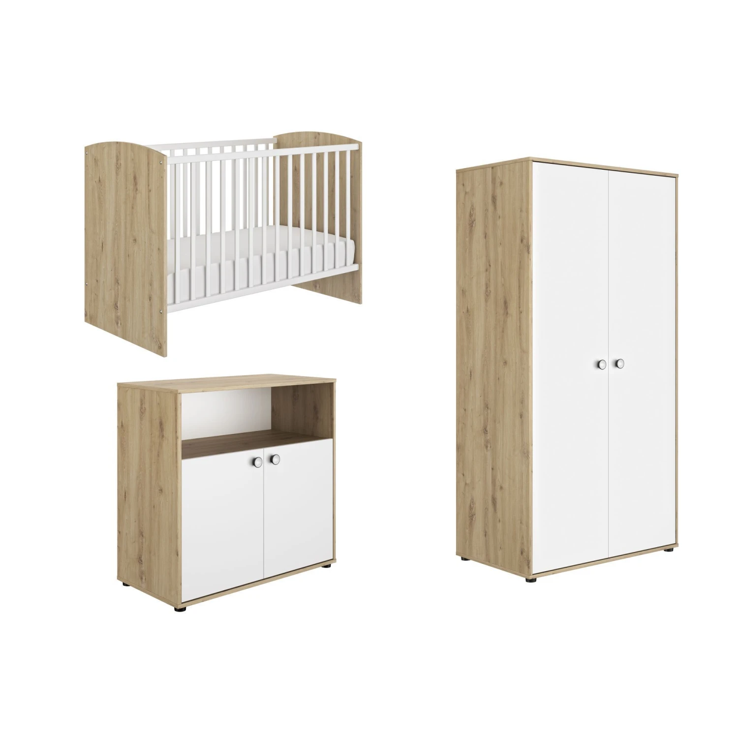 Chambre Trio Arthur - Lit 60/120 + Commode + Armoire 4 Chambre Trio Arthur - Lit 60/120 + Commode + Armoire – Image 2