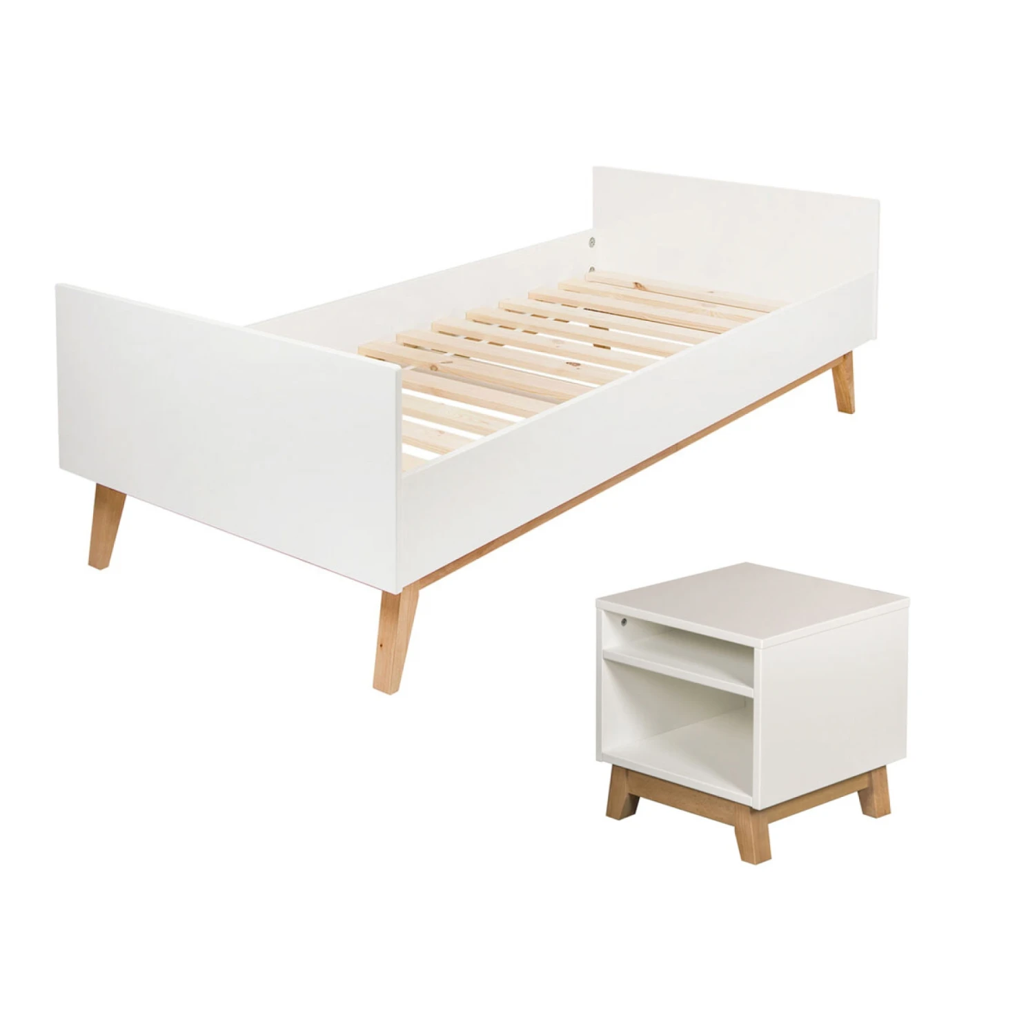 Lit Junior 90x200 Cm + Table De Nuit Trendy White 3 Lit Junior 90x200 Cm + Table De Nuit Trendy White