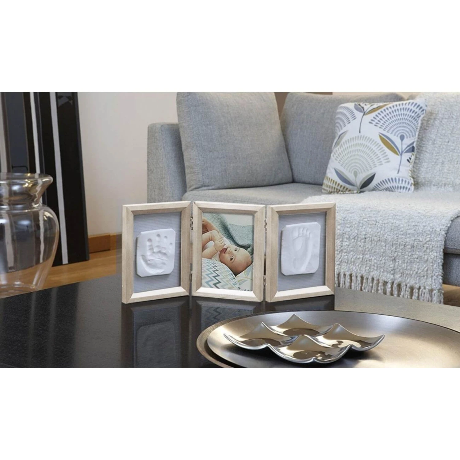 Cadre Empreinte Bébé 3 Volets My Baby Touch Bois Cérusé 5 Cadre Empreinte Bébé 3 Volets My Baby Touch Bois Cérusé – Image 3