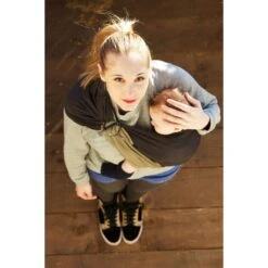 Petite écharpe De Portage Sans Nœud Anthracite Et Olive -Magasin Général Pour Enfants petite echarpe sans noeud anthraciteolive love radius OE