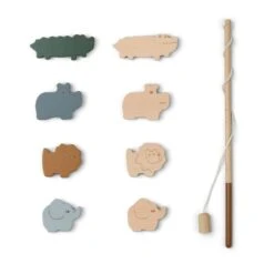 Liewood Jeu De Pêche En Bois Safari Golden Caramel Multi Mix
