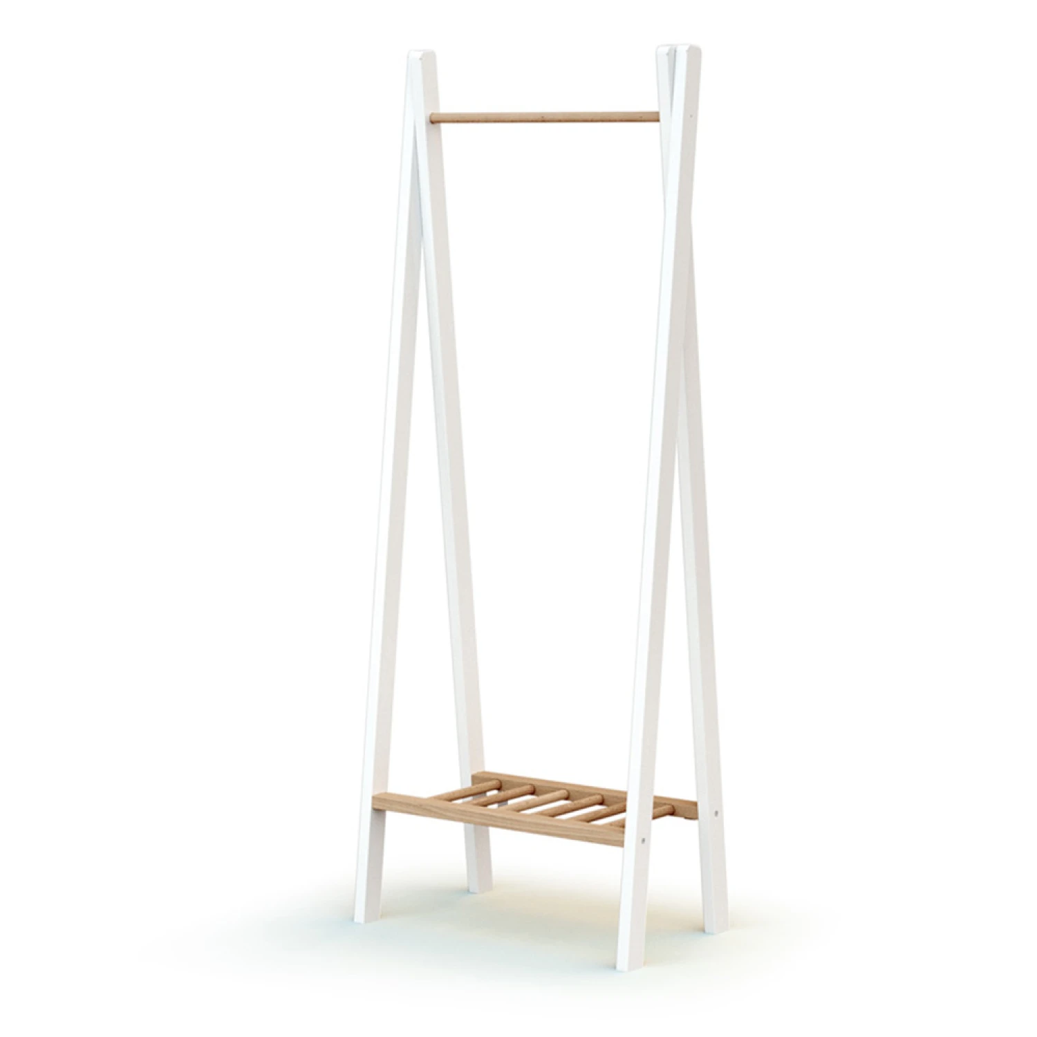 Portant à Vêtements Essentiel Blanc / Hêtre Brut 3 Portant à Vêtements Essentiel Blanc / Hêtre Brut