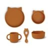 Liewood Coffret Repas Bébé Vivi Cat Mustard -Magasin Général Pour Enfants tableware vivi silicone set lw130610024 cat mustard noos liewood OA